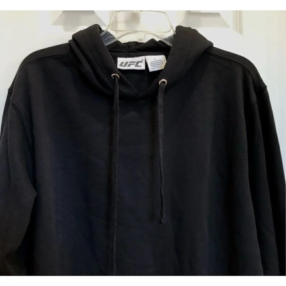 UFC LICENSED - NWOT Unisex Sz Lg Solid State Pullover Black Hoodie/Fleece Lined